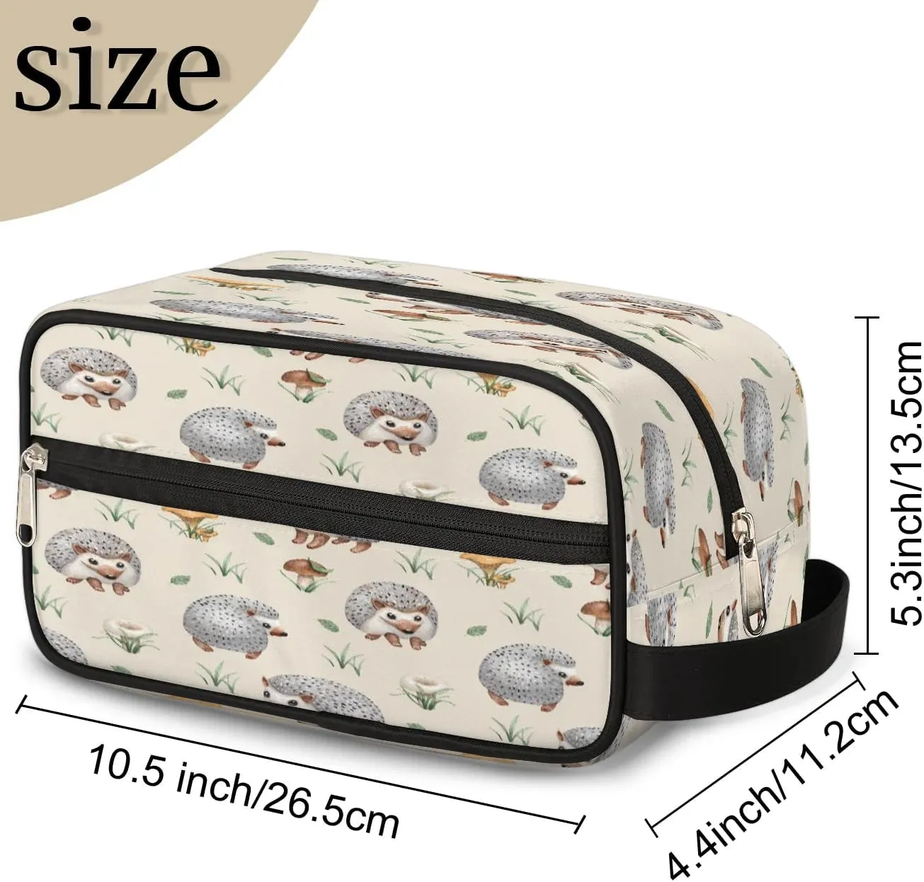 Hedgehogs Travel Toiletry Bag for Women Men Small Cosmetic Makeup Organizer Water Resistant Shaving Bag Portable Make Up Bag Storage Bags with Handle