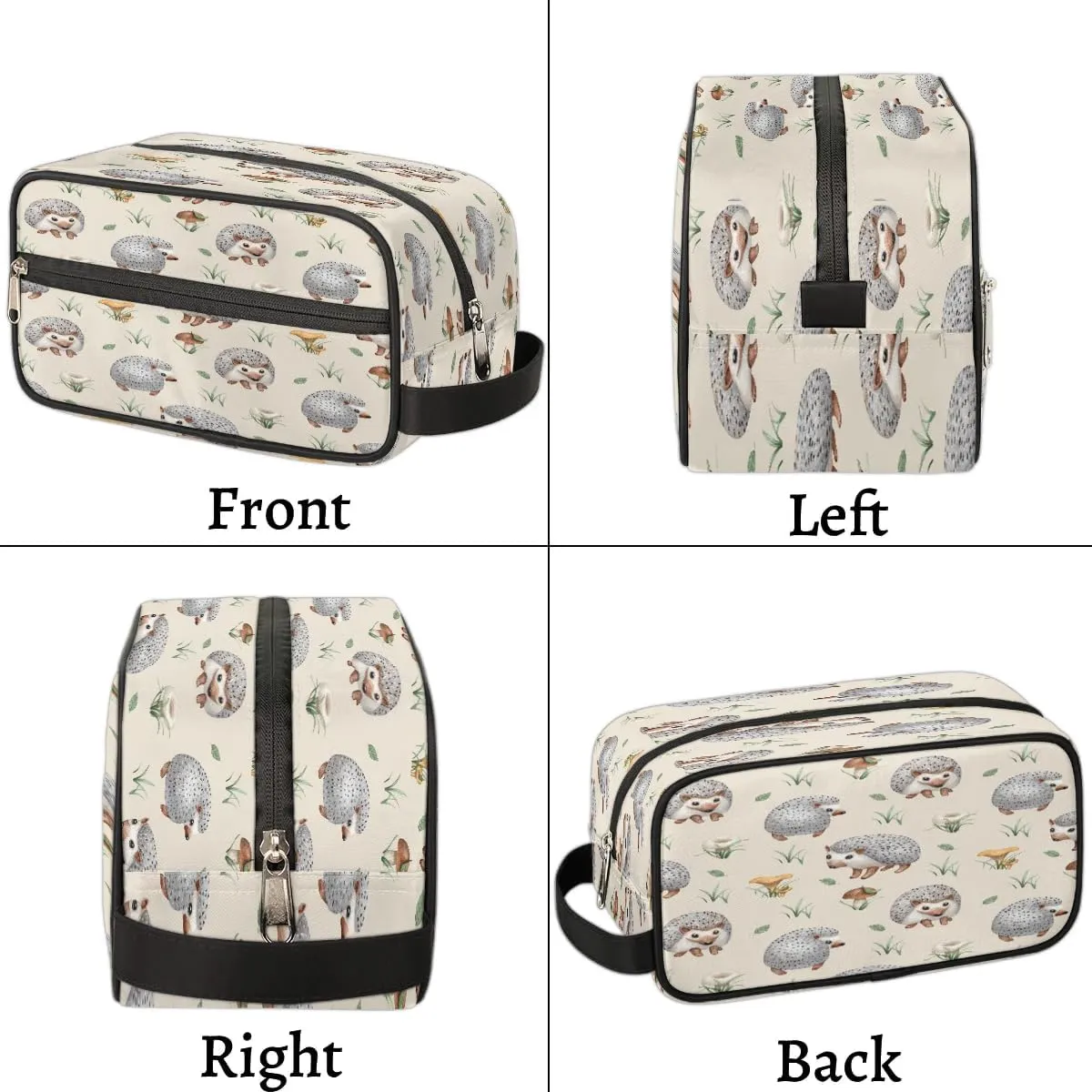 Hedgehogs Travel Toiletry Bag for Women Men Small Cosmetic Makeup Organizer Water Resistant Shaving Bag Portable Make Up Bag Storage Bags with Handle