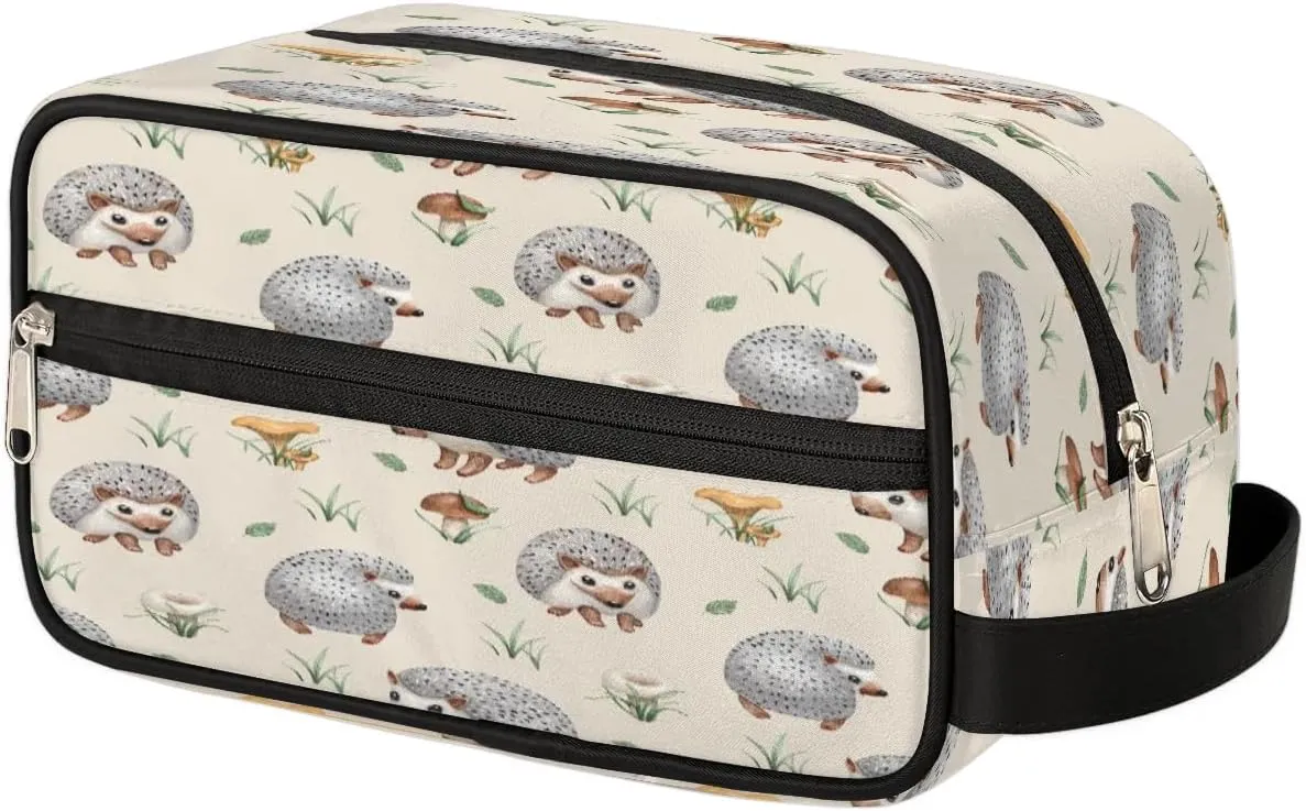 Hedgehogs Travel Toiletry Bag for Women Men Small Cosmetic Makeup Organizer Water Resistant Shaving Bag Portable Make Up Bag Storage Bags with Handle