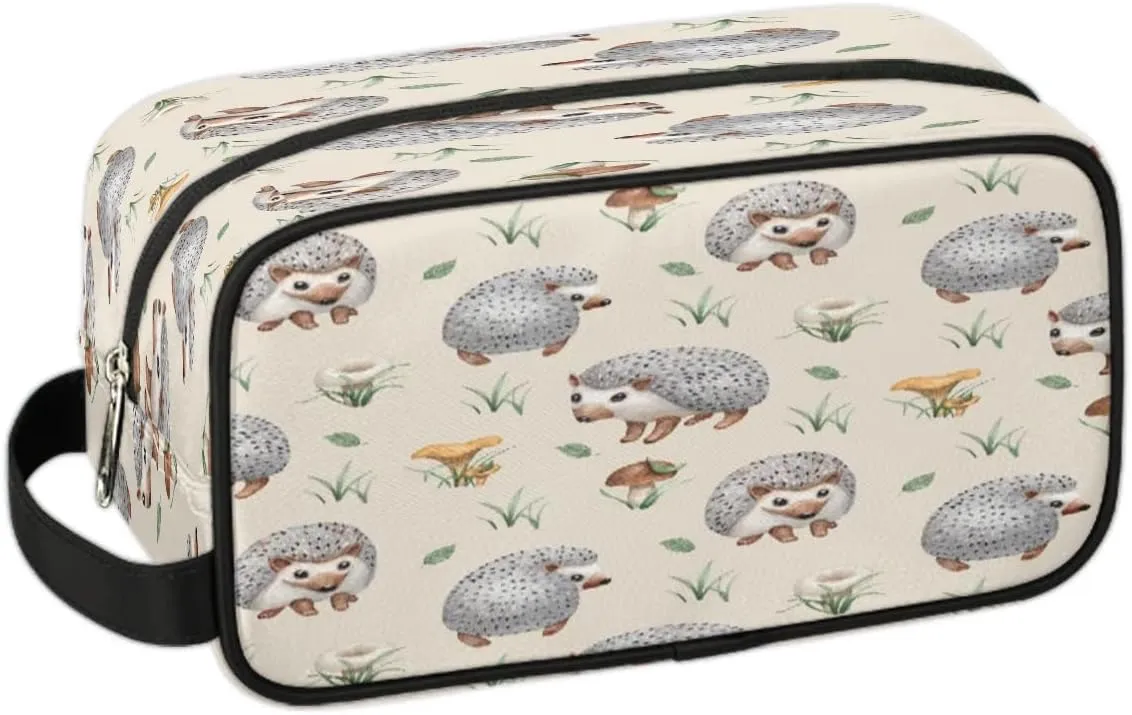 Hedgehogs Travel Toiletry Bag for Women Men Small Cosmetic Makeup Organizer Water Resistant Shaving Bag Portable Make Up Bag Storage Bags with Handle
