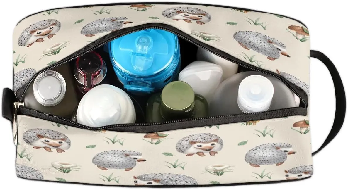 Hedgehogs Travel Toiletry Bag for Women Men Small Cosmetic Makeup Organizer Water Resistant Shaving Bag Portable Make Up Bag Storage Bags with Handle