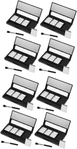 Hemoton 8pcs Mini Empty Eyeshadow Palette Compartments for Eye Makeup Compact Design for Travel Daily Use Black