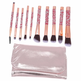 Hemoton Professional Diamond Makeup Brush Set 10 Piece Set Soft Bristles for Face Eyes and Contouring Beauty Tools