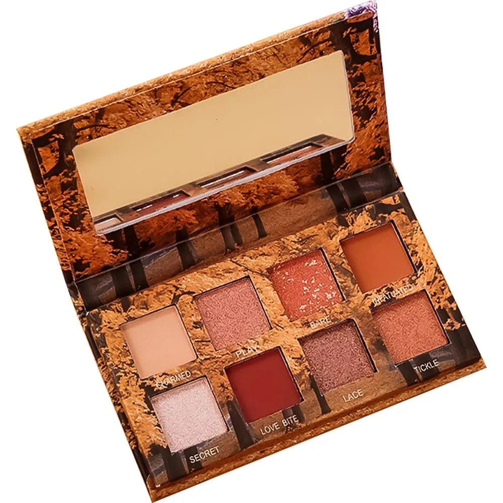 Highly Pigmented Eyeshadow Palette , 8 Colors Mini Matte Shimmer Metallic Eyeshadow Pallet Long Lasting Blendable Natural Colors Waterproof Make Up Eye Shadows Cosmetics Gift Kit-Great for Travel (FAWN)