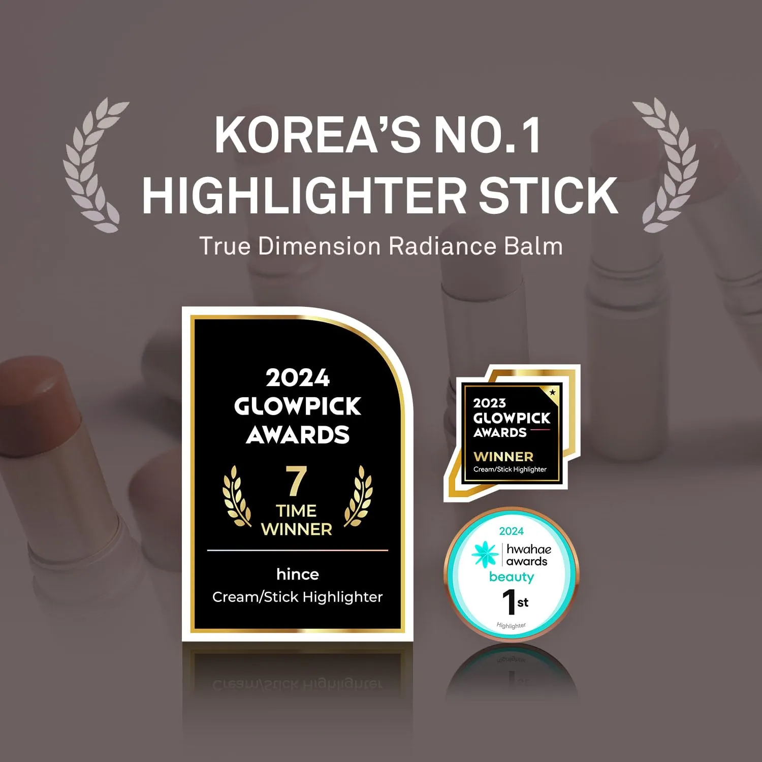hince True Dimension Radiance Balm 10g - Shimmer Glow Face Highlighter Stick, Translucent Colors, Cream Blush Stick, Glass Skin in a Balm, Korean Beauty, Natural Makeup (GLEAMING, LT003)