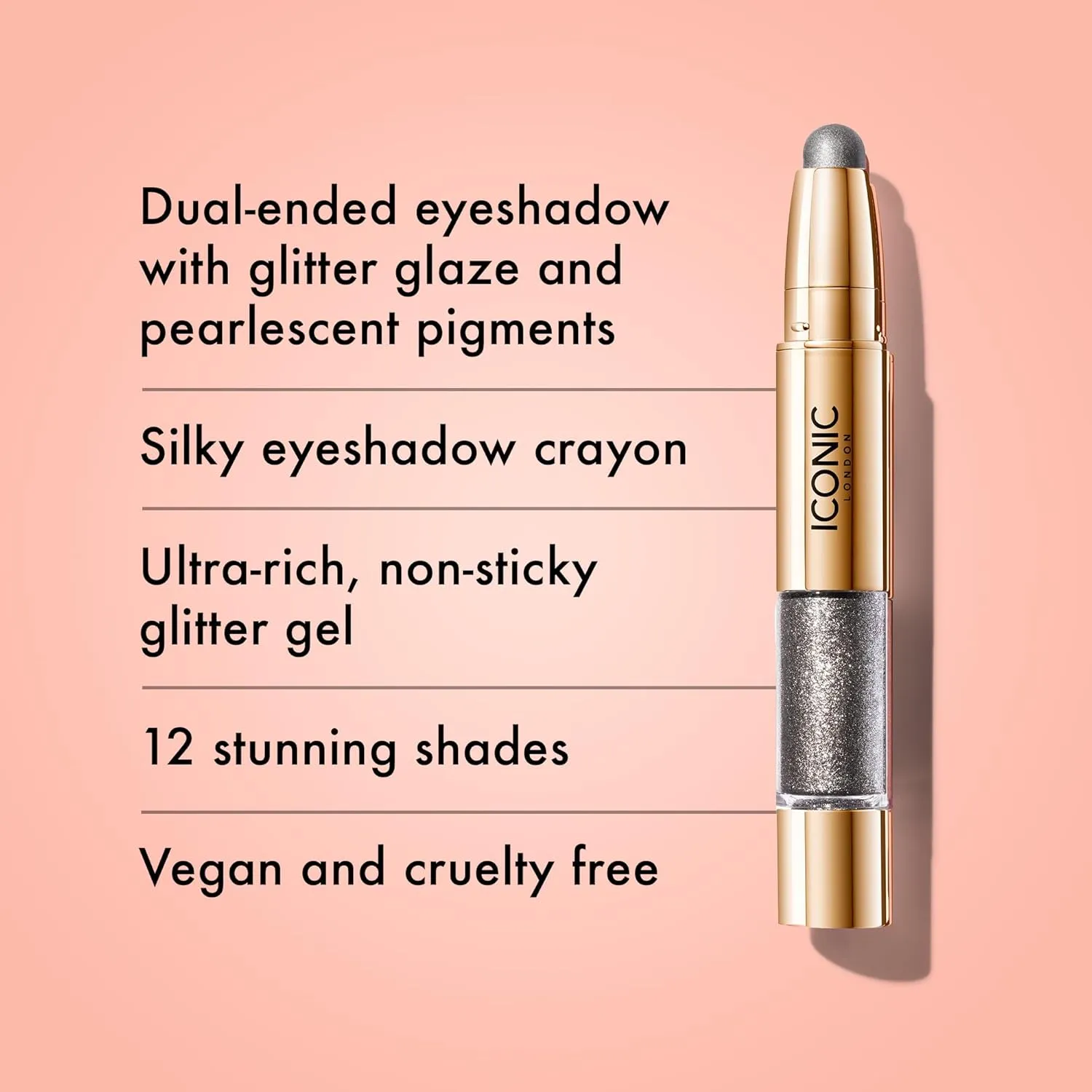 ICONIC LONDON Glaze Crayon | Dual Ended Eyeshadow Stick for Sparkling, Wet-Look Glazed Effect, Cruelty Free, Vegan Makeup