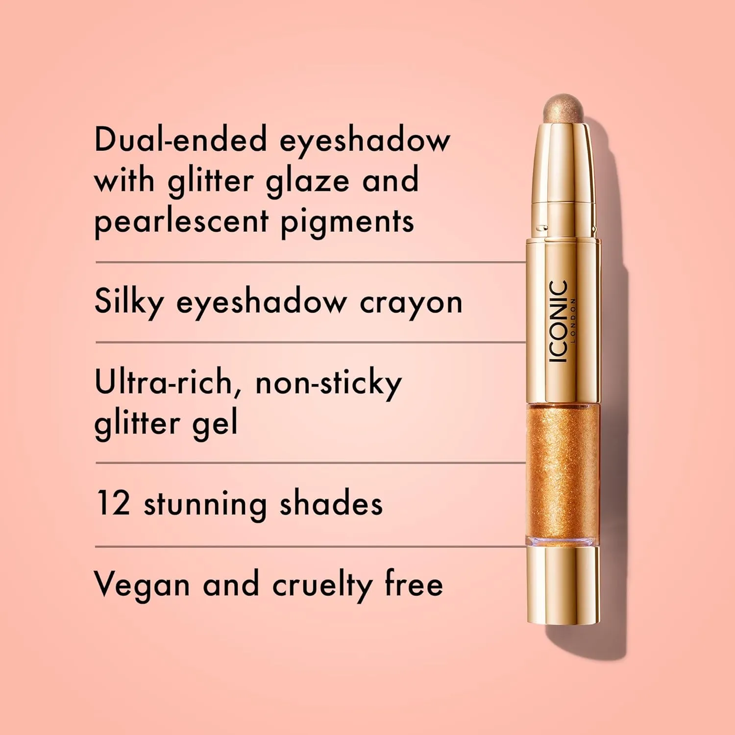 ICONIC LONDON Glaze Crayon | Dual Ended Eyeshadow Stick for Sparkling, Wet-Look Glazed Effect, Cruelty Free, Vegan Makeup