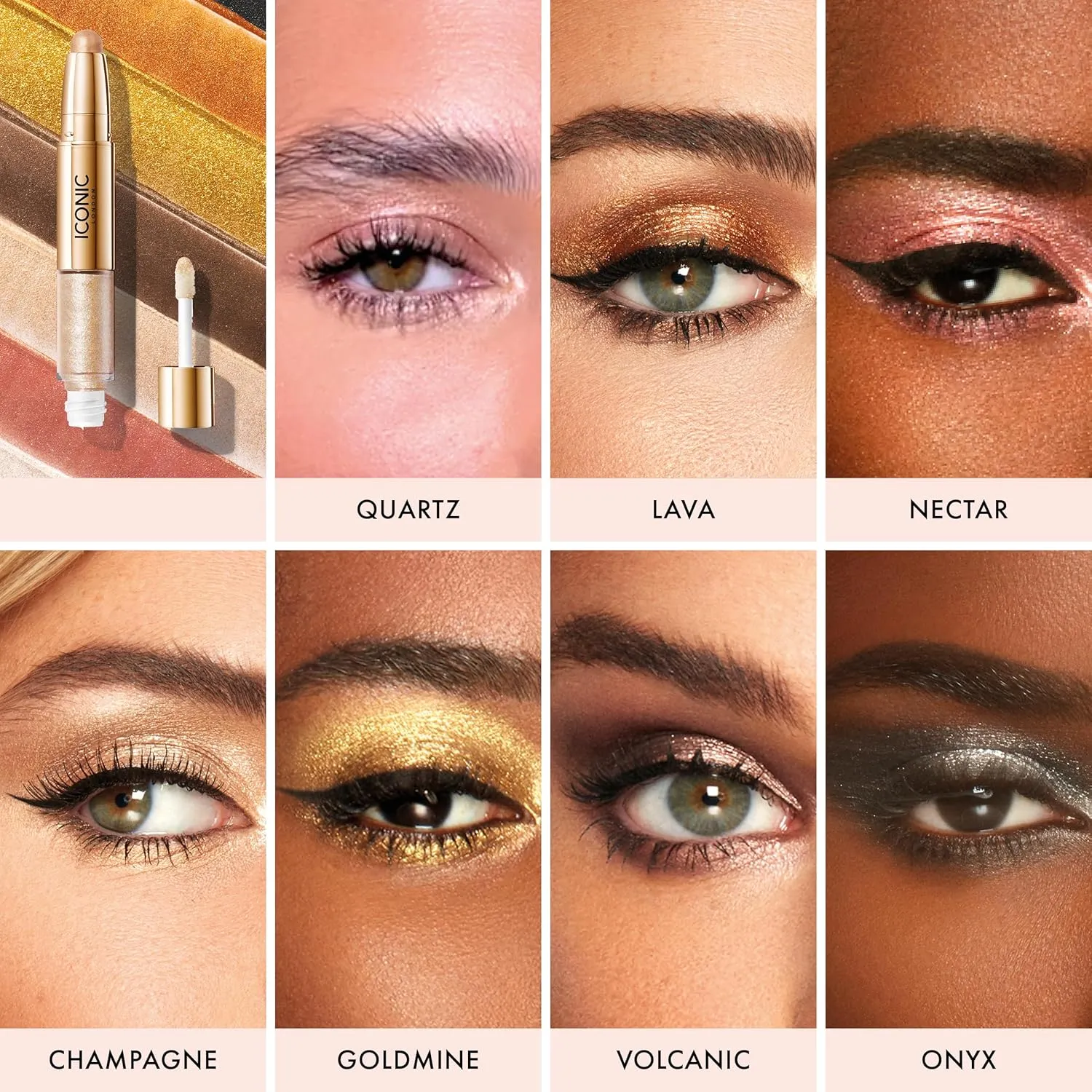 ICONIC LONDON Glaze Crayon | Dual Ended Eyeshadow Stick for Sparkling, Wet-Look Glazed Effect, Cruelty Free, Vegan Makeup