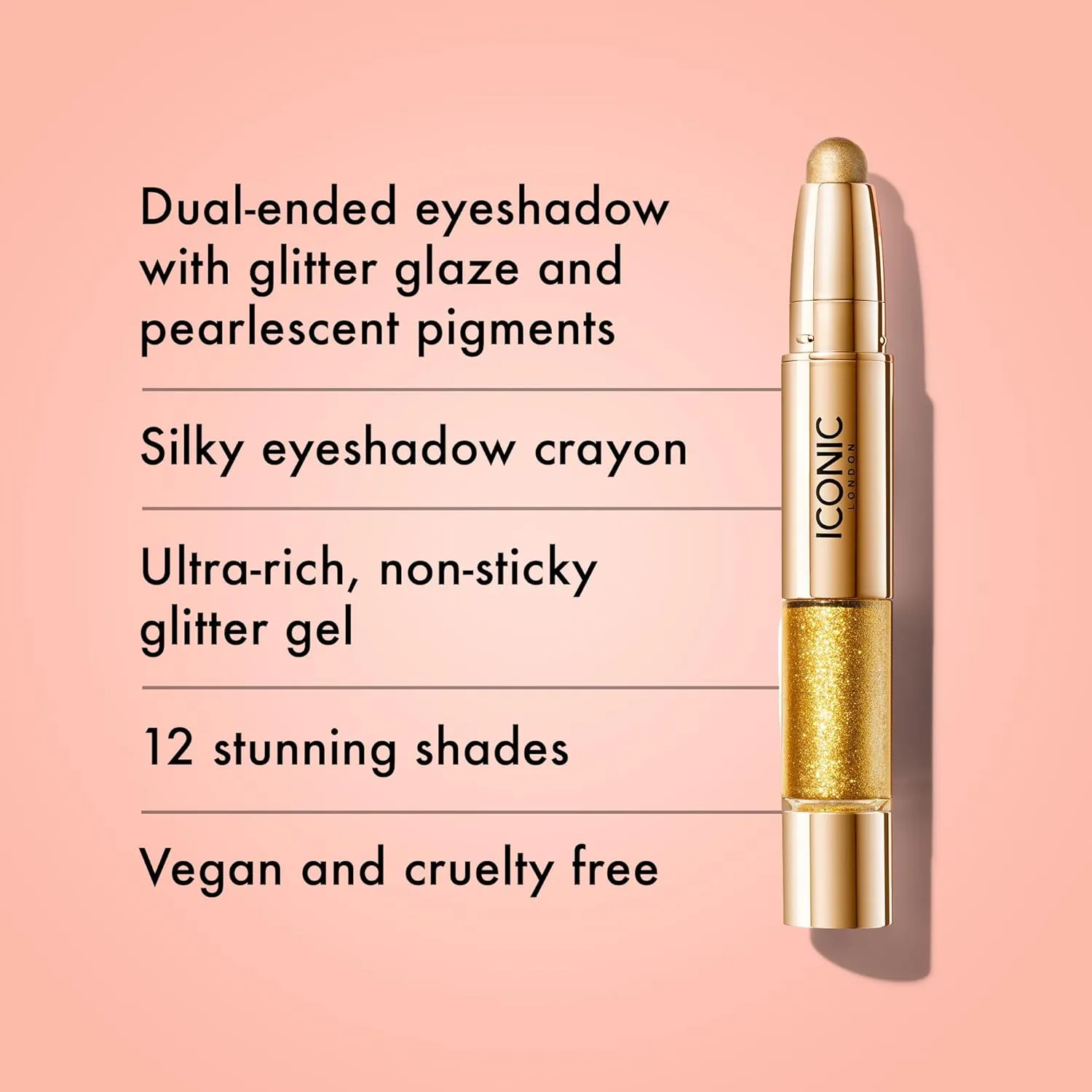 ICONIC LONDON Glaze Crayon | Dual Ended Eyeshadow Stick for Sparkling, Wet-Look Glazed Effect, Cruelty Free, Vegan Makeup