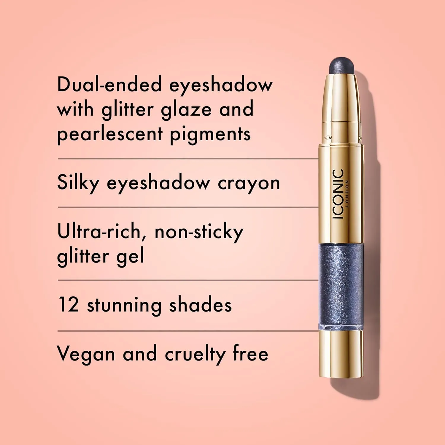 ICONIC LONDON Glaze Crayon | Dual Ended Eyeshadow Stick for Sparkling, Wet-Look Glazed Effect, Cruelty Free, Vegan Makeup
