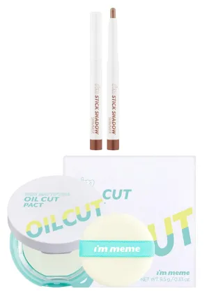 I'M MEME Eyeshadow Stick - I'm Stick Shadow Shimmer 005 Taupe Trinket, 0.03 Oz   Compact - Oil Cut Pact, 0.34 Oz Bundle