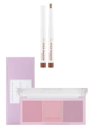 I'M MEME Eyeshadow Stick - I'm Stick Shadow Shimmer 005 Taupe Trinket, 0.03 Oz   Palette - Afternoon Tea Blusher Blossom Tea Blended, 0.4oz Bundle