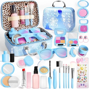 INNOCHEER Pretend Makeup for Toddlers, Fake Play Makeup for Little Girls, Frozen Toy Makeup Set for Girls, Birthday Christmas Princess Gifts Toddler Girl Toys Age 3 4 5 6 7 8 (Not Real Makeup)