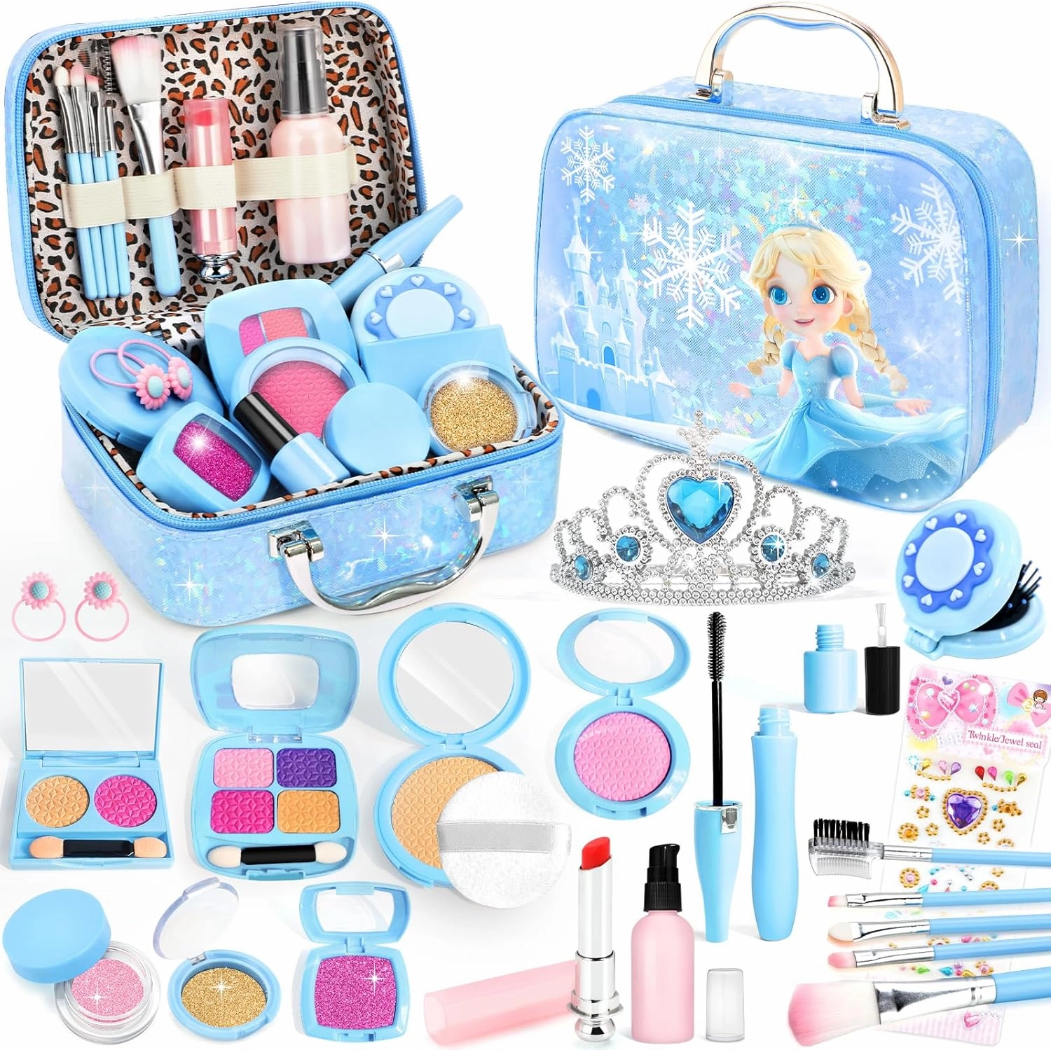 INNOCHEER Pretend Makeup for Toddlers, Toy Play Makeup Set for Kids 3-5, Toddler Makeup Kit Pretend, Frozen Toys for Kids Fake Makeup, Gifts Toys for 3 4 5 6 7  Year Old Girls (Not Real Makeup)