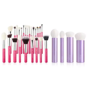 Jessup Brand 25pcs Professional Makeup Brush Set T195 Bundled with Face Kabuki Makeup Brushes Set T517