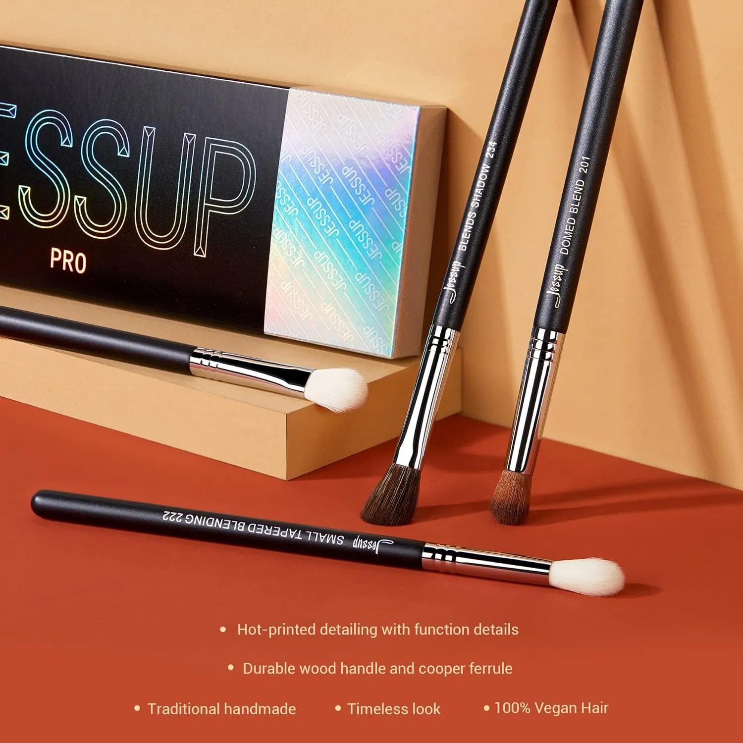 Jessup Eye Makeup Brushes Set Professional Blending Brush for Makeup Eyeshadow 13pcs Premium Synthetic Blender Brush Makeup Black T338