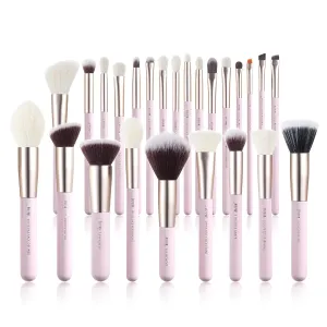 Jessup Makeup Brushes Set Professional, 25PCS Pink Premium Natural Powder Foundation Eyeshadow Blending Concealer Blusher Highlight Labeled Brushes, T290