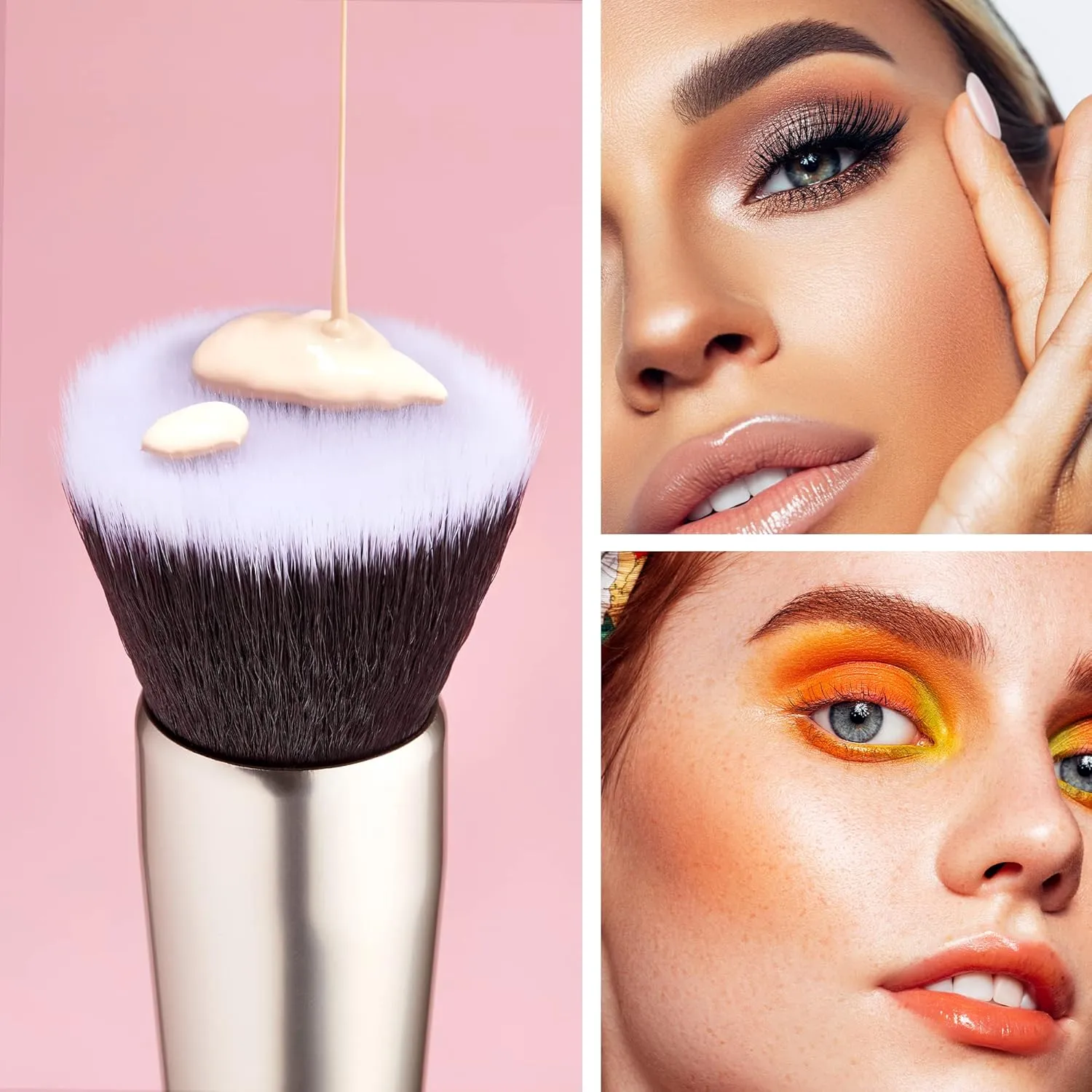 Jessup Makeup Brushes Set Professional, 25PCS Pink Premium Natural Powder Foundation Eyeshadow Blending Concealer Blusher Highlight Labeled Brushes, T290