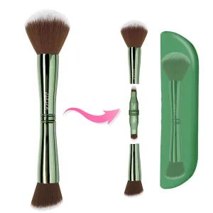 Jilier 4 in 1 Makeup Brush Set with Travel Makeup Brush Holder, Travel Makeup Brushes with Case, Double Sided Makeup Brushes with Silicon Portable Cosmetic Face Brushes Holder