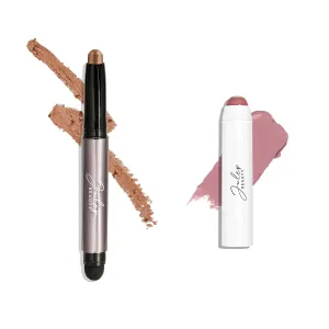 Julep Eyeshadow 101 Crème to Powder Waterproof Eyeshadow Stick, Bronze Shimmer & It's Balm Tinted Lip Balm   Buildable Lip Color, Dusty Orchid Shimmer