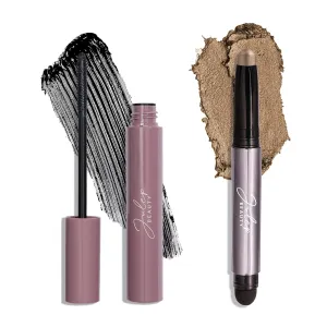 Julep Eyeshadow 101 Crème to Powder Waterproof Eyeshadow Stick Taupe Shimmer, Length Matters Buildable Lengthening Lash Mascara Black