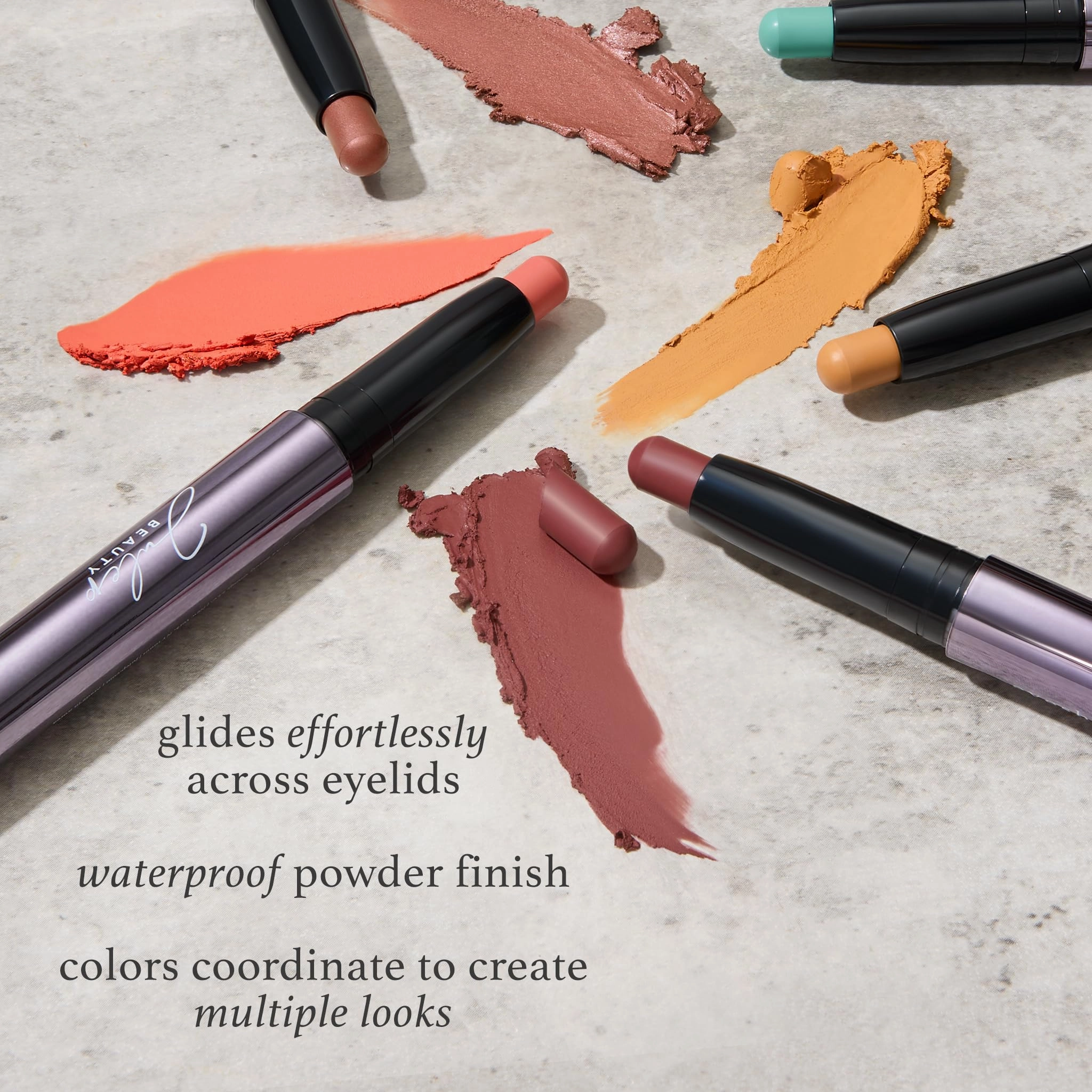 Julep Coral Dawn Eyeshadow 101 Crème to Powder Waterproof Eyeshadow Stick Duo, Tiger's Eye Shimmer & Papaya Matte