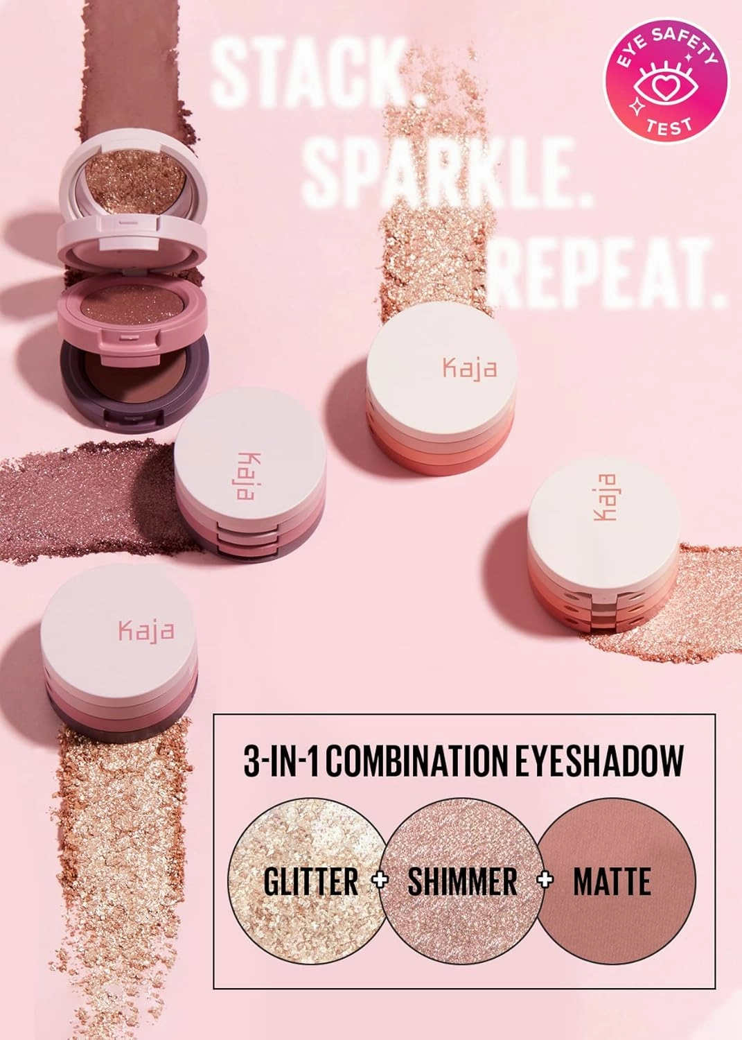 Kaja Beauty Bento Collection - Bouncy Eyeshadow Trio | 16 Peach Madeline | Nude Peach Tone | Vegan, Cruelty free