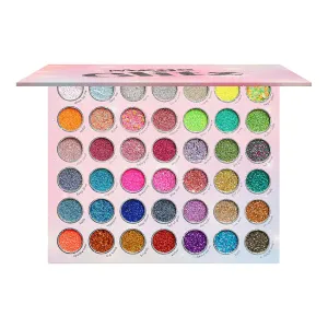 Kara Beauty Mega Glitz Pressed Glitter Palette - 42 Glitter Eyeshadow Shades for Face & Eye Makeup, Fine and Chunky Textures, Makeup Palette, No Glue Needed, Sparkly Makeup Kit for Girls & Kids