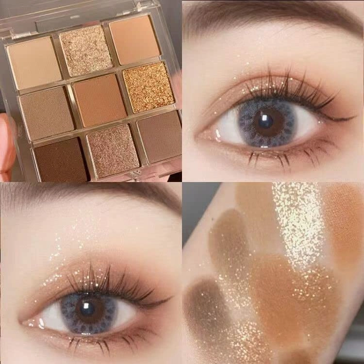 Kayswang 9 colors glitter eyeshadow palette makeup palette matte high pigment color cream texture natural eye shadow powder eye shadow palette in autumn and winter long lasting & waterproof (blue)