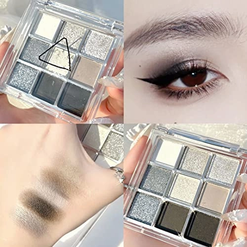 Kayswang 9 colors glitter eyeshadow palette makeup palette matte high pigment color cream texture natural eye shadow powder eye shadow palette in autumn and winter long lasting & waterproof (blue)