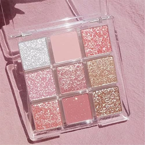 Kayswang 9 colors glitter eyeshadow palette makeup palette matte high pigment color cream texture natural eye shadow powder eye shadow palette in autumn and winter long lasting and waterproof (pink orange)