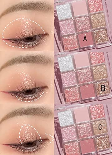 Kayswang 9 colors glitter eyeshadow palette makeup palette matte high pigment color cream texture natural eye shadow powder eye shadow palette in autumn and winter long lasting (gold purple)