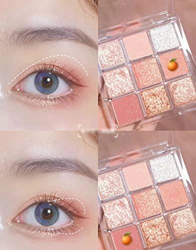 Kayswang 9 colors glitter eyeshadow palette makeup palette matte high pigment color cream texture natural eye shadow powder eye shadow palette in autumn and winter long lasting (gold purple)