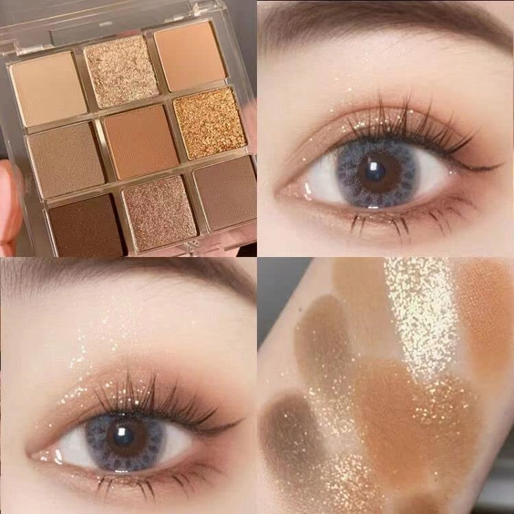 Kayswang 9 colors glitter eyeshadow palette makeup palette matte high pigment color cream texture palette in autumn and winter long lasting and waterproof (4PC), Number Of Items 1, 0.0353 Ounce