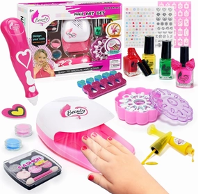 Kids Nail Polish Set for Girls, All in One Nail Art Kit with Nail Dryer/ Glitter Pen/ Nail Pen/ Eyeshadow - Birthday and Christmas Gifts for Girls Ages 5-12