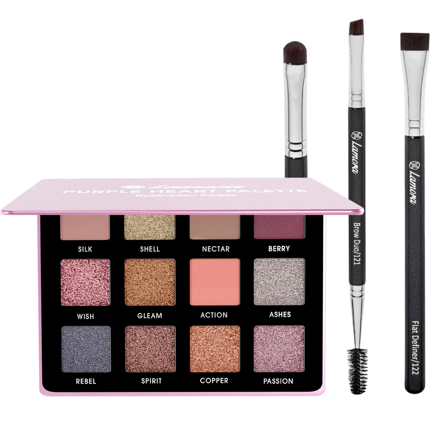 Lamora Eyeshadow Palette (Rose) with Eyebrow Brush Set