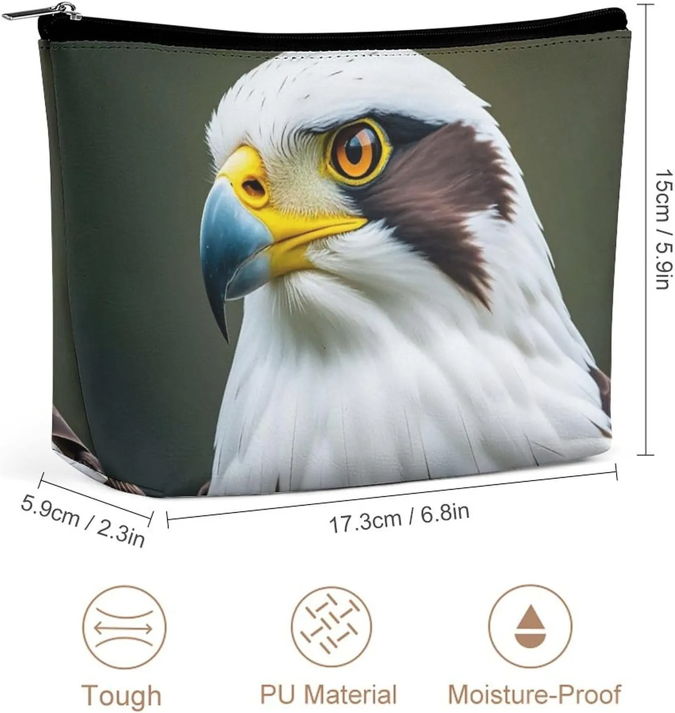 Large Capacity Cosmetic Bag Waterproof Cosmetic Organizer Spear Falcon, White Eagle Cosmetic Accessories Organizer for Women/girl