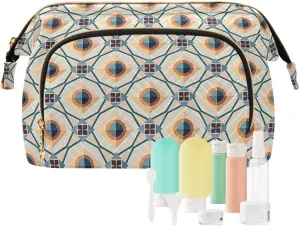 Large Quilted Makeup Organizer Travel Bag with Rectangular Padded Design