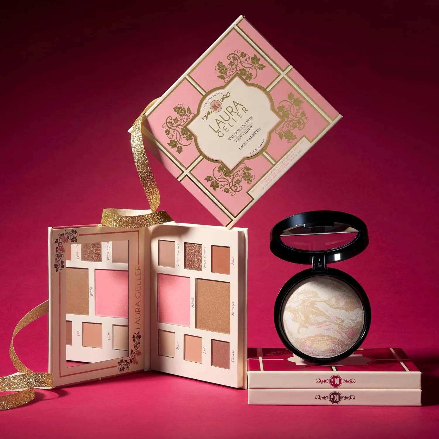 LAURA GELLER NEW YORK Party in a Palette, Ready to Jetset!   Baked Balance-n-Brighten Powder Foundation, Tan