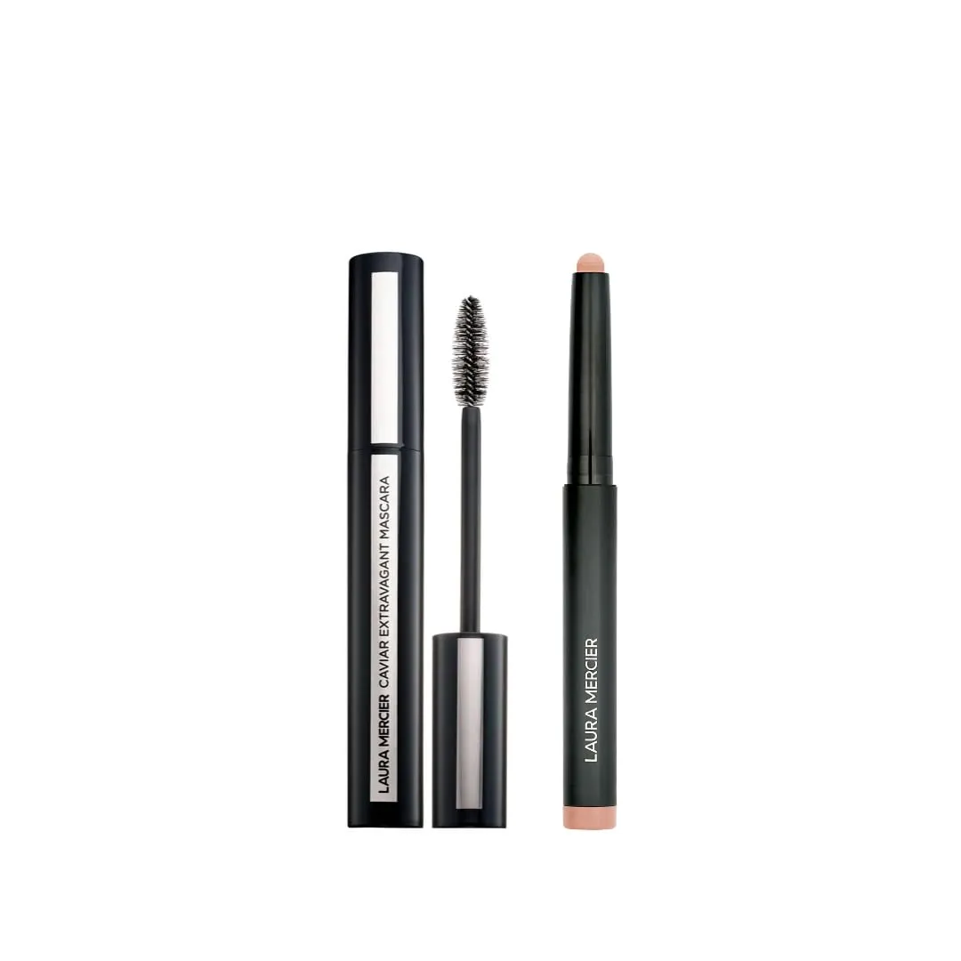 Laura Mercier Caviar Stick Cream Eyeshadow: Matte Finish, 24HR Wear, Long Lasting, Rich Color, Easily Blendable and Buildable, Waterproof, Dune   Caviar Extravagant Mascara Bundle