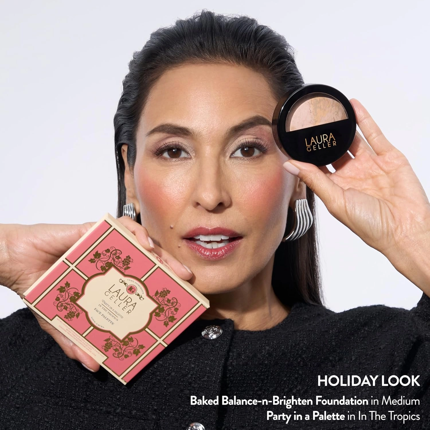 LAURA GELLER NEW YORK Party in a Palette, Ready to Jetset!   Baked Balance-n-Brighten Powder Foundation, Deep