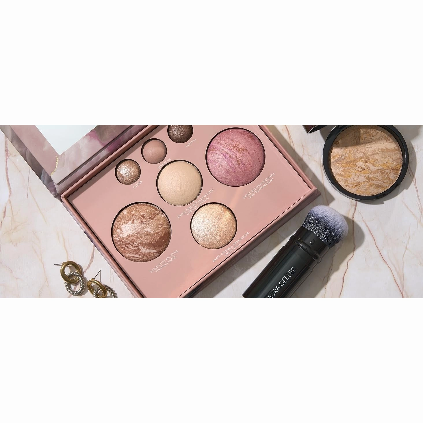 LAURA GELLER NEW YORK The Best of the Best Baked Palette - Full Size - Includes Bronzer, Blush, 2 Highlighters and 3 Eyeshadows - Travel-Friendly