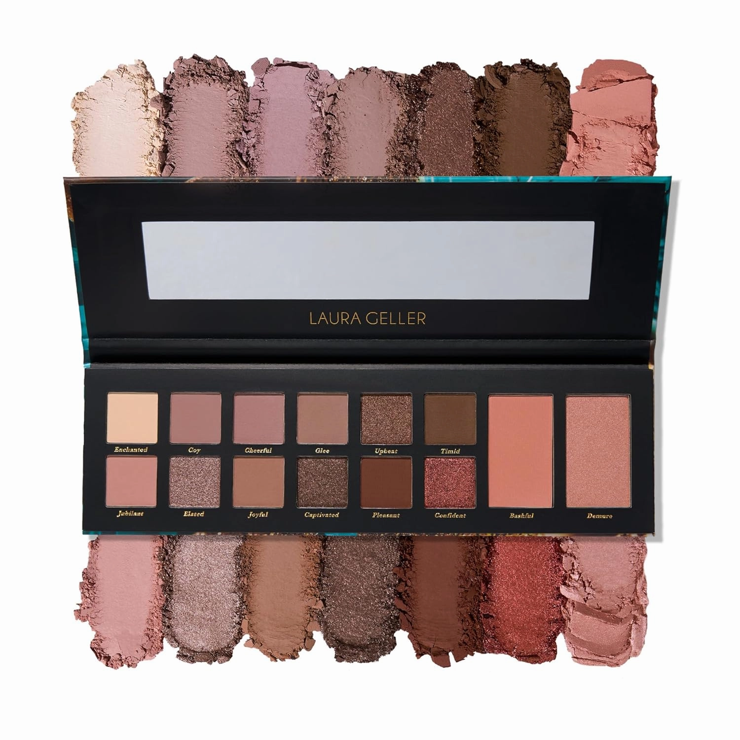 LAURA GELLER NEW YORK The Delectables Earthy Essentials Baked Eyeshadow Palette | 14 Pigmented Eyeshadows Blendable Natural Look 14 Laura\'s Essentials Blushing & Blissful