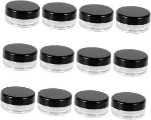LIFKOME 50Pcs Mini Black Round Empty Cream Bottles Travel Containers for Lotion Makeup and Facial Creams Lightweight and Compact for Daily Use and Travel