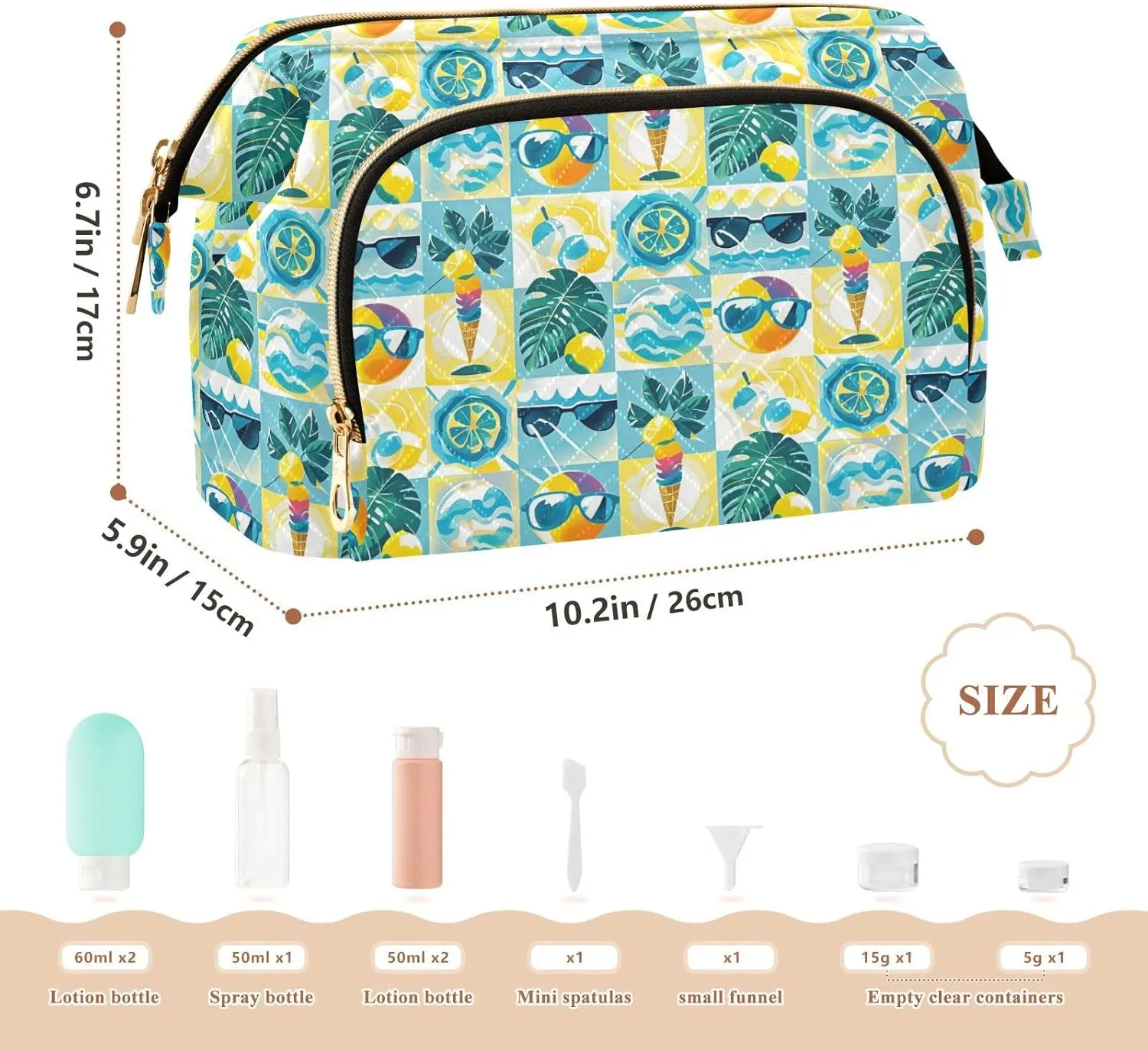 Lightweight Quilted Makeup Bag Aesthetic Toiletry Organizer for Travel Storage