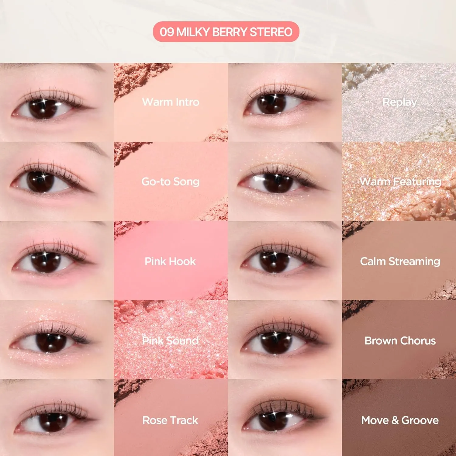 lilybyred Mood Keyboard | 10-Shade Korean Eyeshadow Palette, Highly Pigmented, Matte, Shimmer & Jelly Glitter, Smooth. Blendable, Long-Lasting, Dome-Shaped Design (10 Milky Cherry Recording)