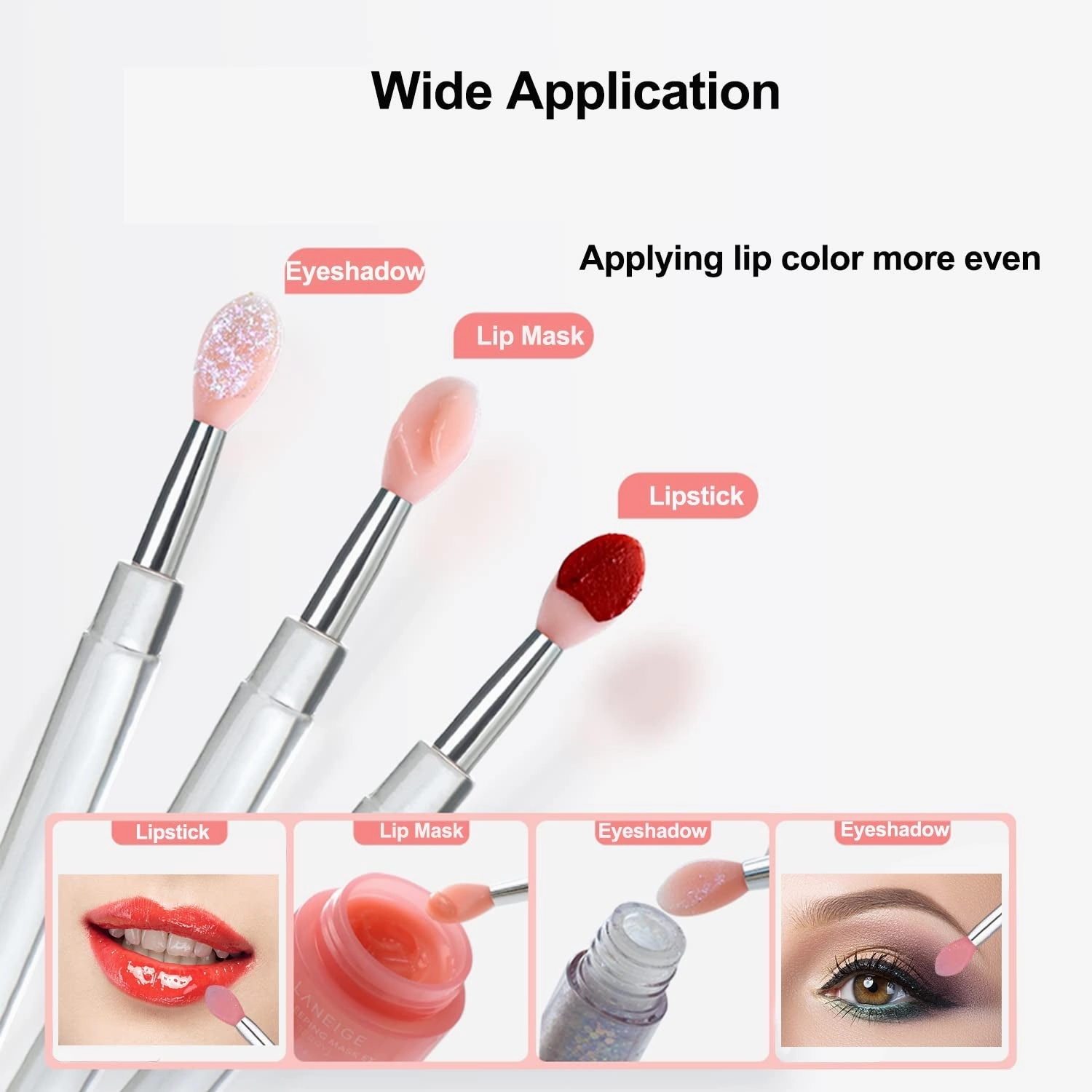Lip Brush, Silicone Lip Applicator Reusable 3PCS Lip Mask Applicator, Silicone Lip Brush Retractable Lip Gloss Balm Applicator Eyeshadow Lip Scrub Brush Applicator Lip Applicators Disposable