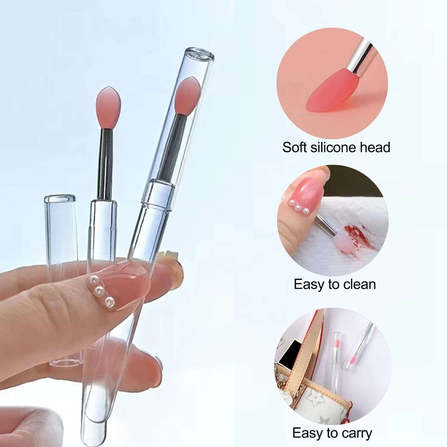 Lip Brush, Silicone Lip Applicator Reusable 3PCS Lip Mask Applicator, Silicone Lip Brush Retractable Lip Gloss Balm Applicator Eyeshadow Lip Scrub Brush Applicator Lip Applicators Disposable