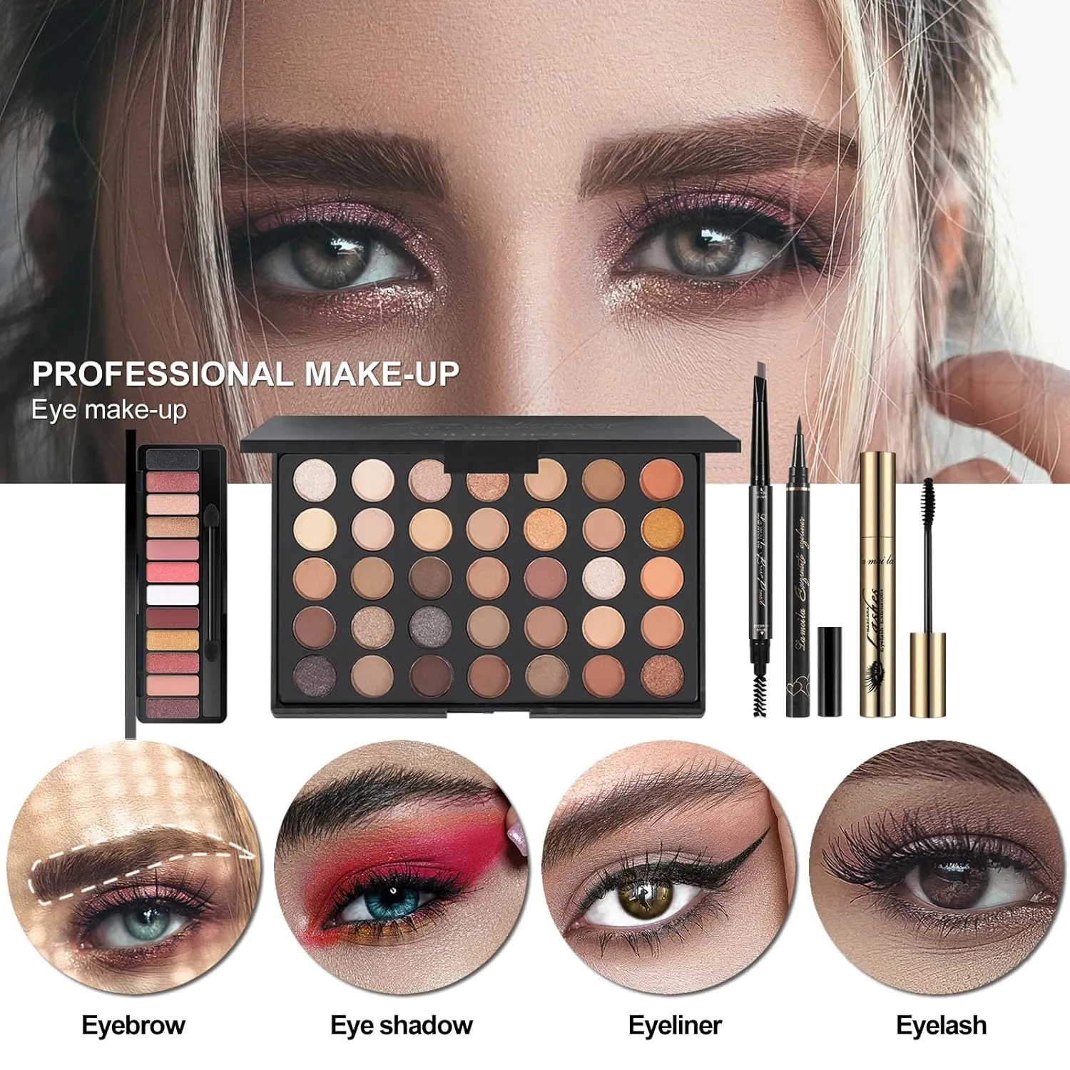 M All In One Makeup Kit, Makeup Kit for Women Full Kit,Multipurpose Women's Cosmetics Set,Beginners and Professionals Alike,Easy to Carry(DLS-White)