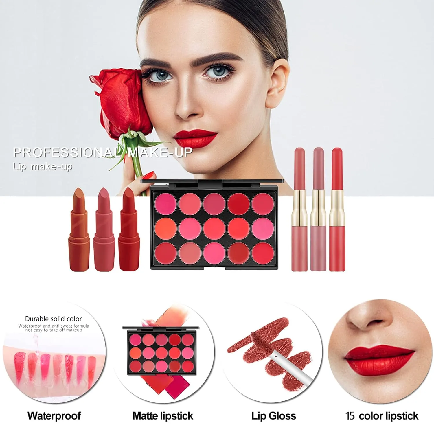 M All In One Makeup Kit, Makeup Kit for Women Full Kit,Multipurpose Women's Cosmetics Set,Beginners and Professionals Alike,Easy to Carry(DLS-White)